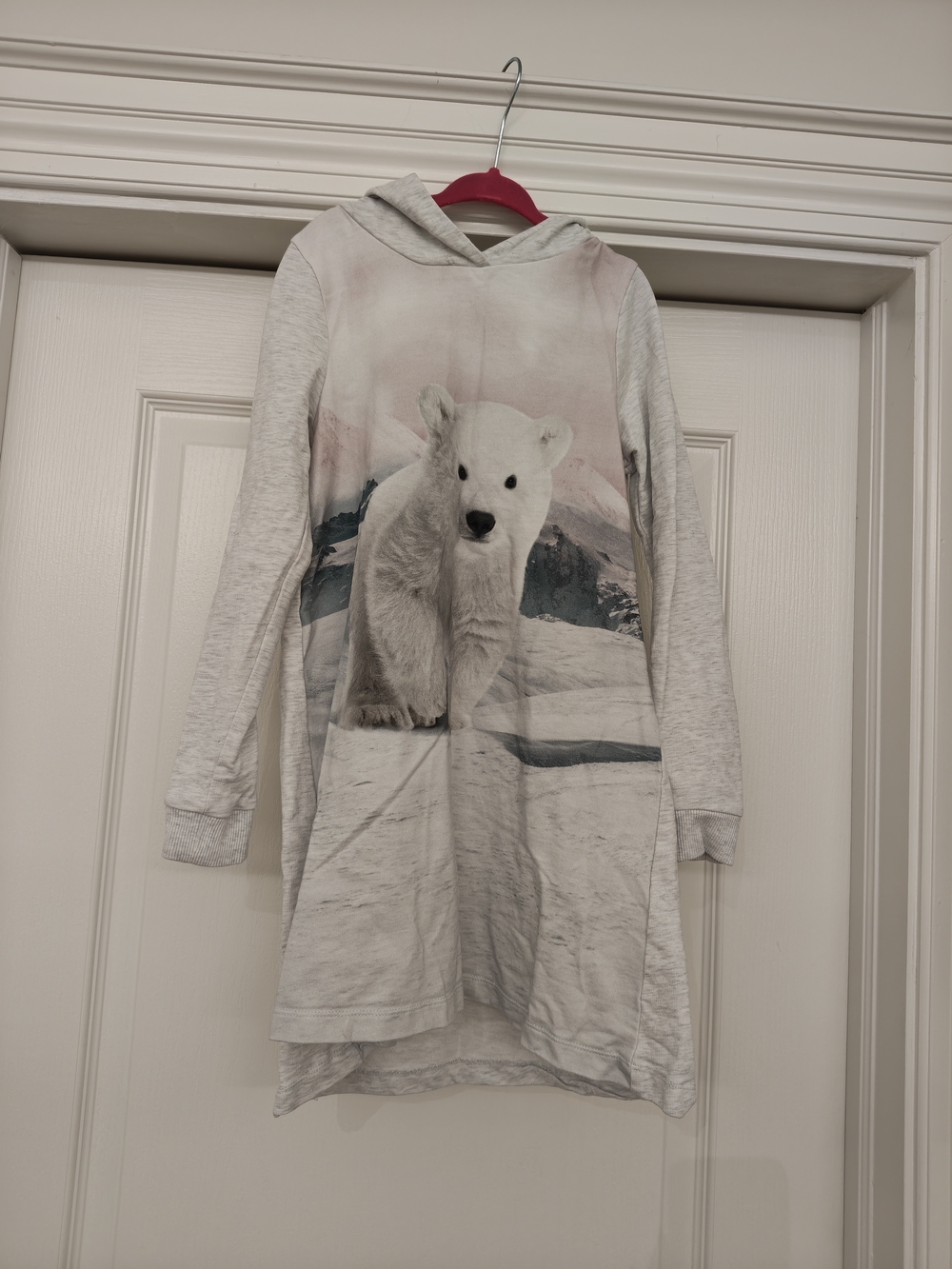 H&M Light Gray Polar Bear Hoodie Dress